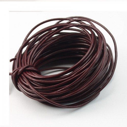 Fil en cuir bordeau  1.0mm x 1m 