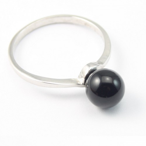 Bague ARG avec Boule en Agate Noir