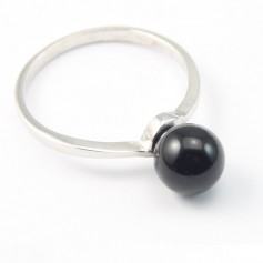 Bague ARG avec Boule en Agate Noir