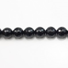 Onyx noir, ronde facette, 18mm x 40cm