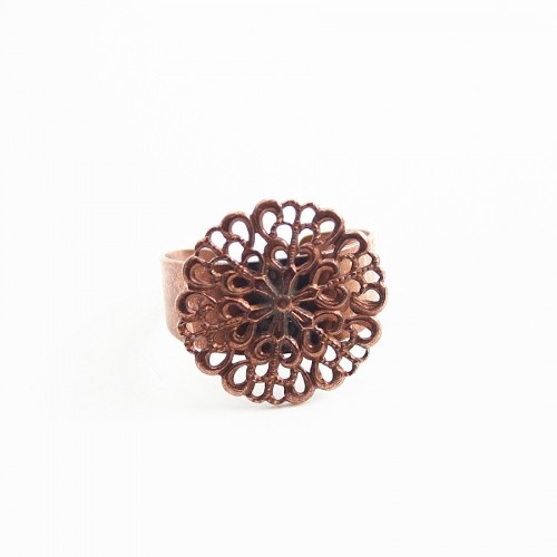 Filigreed ring base old copper  tone 19.5mm x 1pc