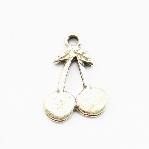 Breloque cerise argenté vieilli 15mm x 2pcs