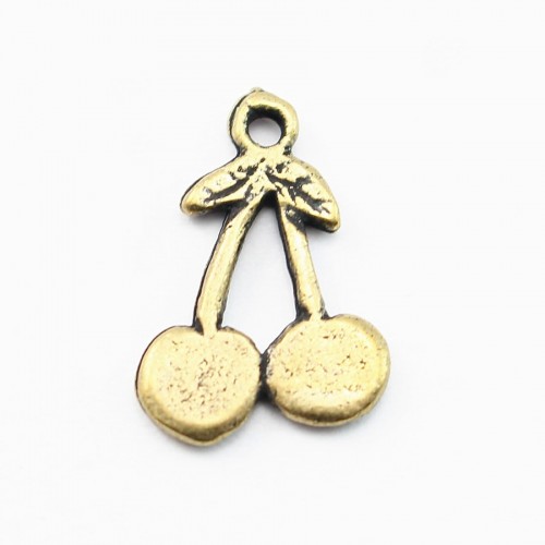 Breloque cerise bronze 15mm x 2pcs