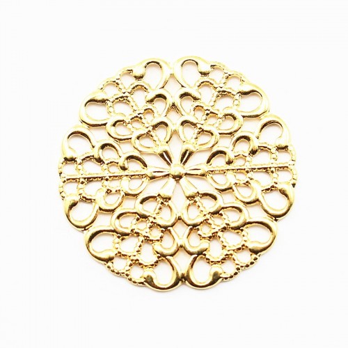 Round Filigreed gold tone 25mm x 1pc