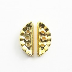 Barrette 3 trous & zircon dorée 8x19mm x 2pcs