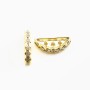 Barrette 3 trous & zircon dorée 8x19mm x 2pcs