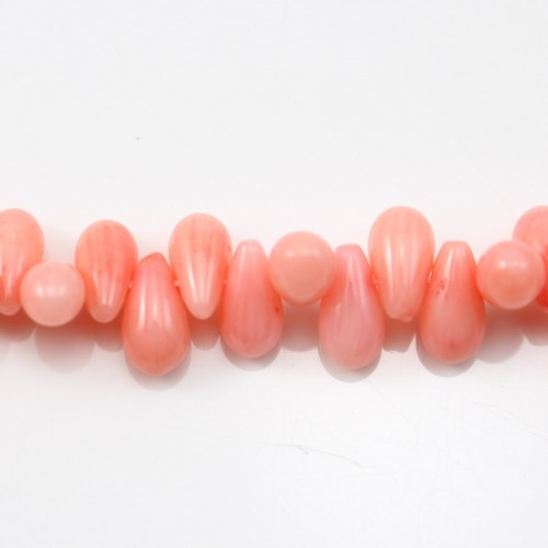 Bambou mer teinté orange goutte 4x8mm x 40cm