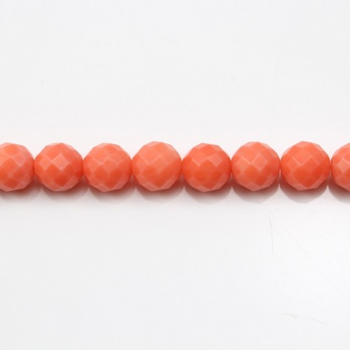 Colored Orange Faceted Round Sea Bamboo 5mm x 40cm 