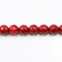 Red colored round faceted sea bamboo 8mm x 40cm 