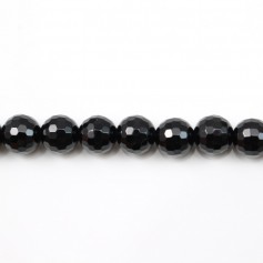 Onyx noir, ronde facette, 8mm x 40cm