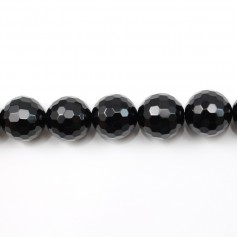 Onyx noir, ronde facette, 10mm x 40cm