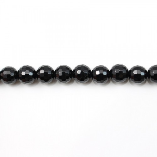 Agate Noire Ronde Facette 6mm