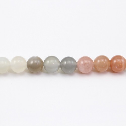 Multicolored Moon Stones Round 8mm x 40cm