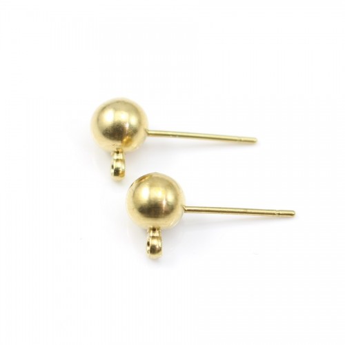 Clous d'oreilles boule en laiton brut 4mm x 10pcs