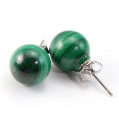 Earring :  malachite & silver 925 10mm x 2pcs