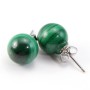 Earring :  malachite & silver 925 10mm x 2pcs