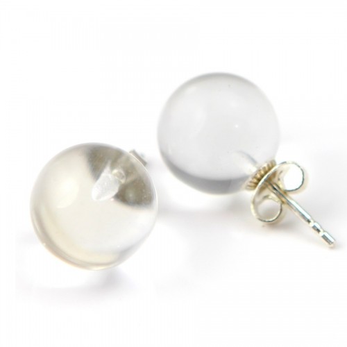 Earrings : rock crystal & silver 925 12mm x 2pcs