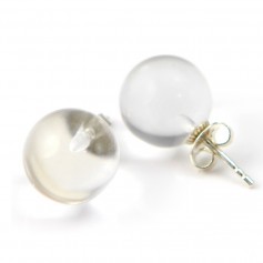 Earrings : rock crystal & silver 925 12mm x 2pcs