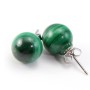 Earrings : malachite & silver 925 12mm x 2pcs 