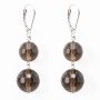 Boucles d'oreilles : quartz fumé & argent 925 x 2pcs  