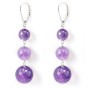 Boucles d'oreilles argent 925  Dormeuse  amethyste 3 boucle x 2pcs