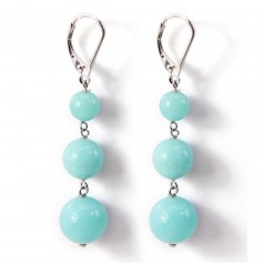 Boucles d'oreilles argent 925 Amazonite x 2pcs