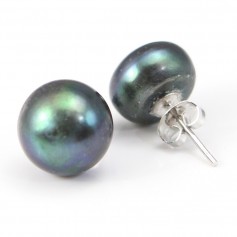 Boucles d'oreilles argent 925 perle d'eau douce 12mm x 2pcs