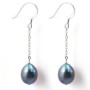 Boucles d'oreilles en argent 925 perle d'eau douce noire