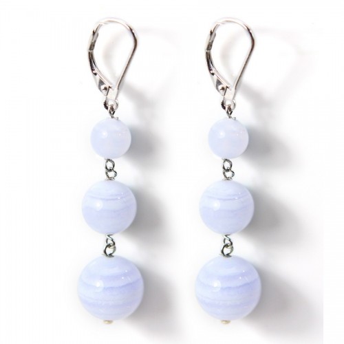 Earring silver 925  calcedoine  x 2pcs 