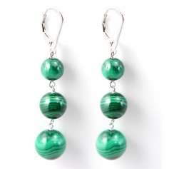 Earring Silver 925  malachite x 2pcs