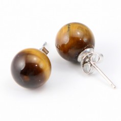 Earring silver 925 eye tiger 10mm x 2pcs 