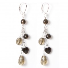 Boucle d’oreille argent 925 Quartez fume  x 2pcs