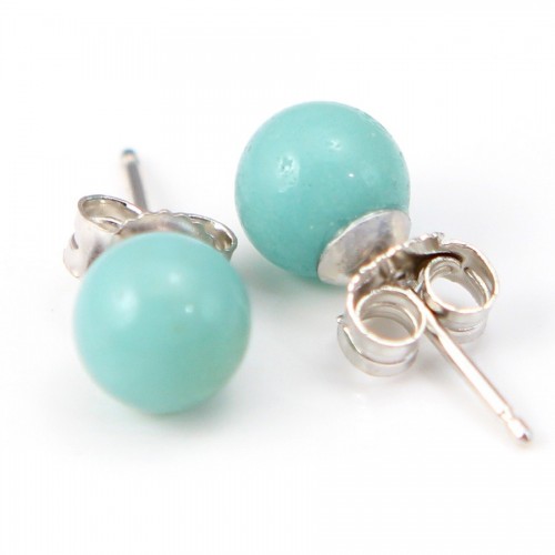 Earring silver 925 amazonite 6mm x 2pcs 