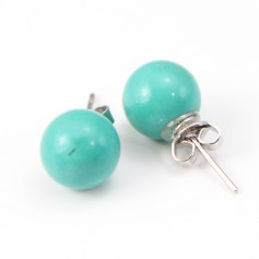 Boucle d'oreille argent 925 amazonite 8.5mm x  2pcs 