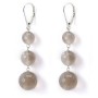 Earring Silver 925 gray agate x 2pcs
