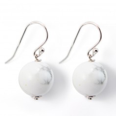 Boucles d'oreilles argent 925 howlite 12mm x 2pcs 