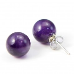Earring silver 925 amethyste 10mm x 2pcs 
