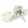 Boucles d'oreilles : nacre blanc en  fleur & argent 925 8mm x 2pcs 