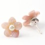 Earrings : pink shell  flower  & silver 925 12mm x 2pcs 