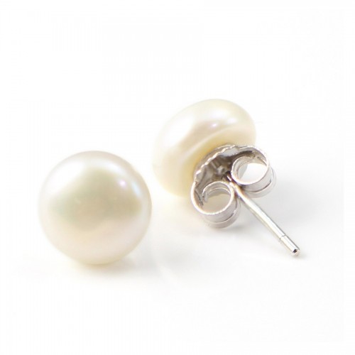 Boucles d'oreille  boule 6mm  perle d'eau douce x 2pcs 