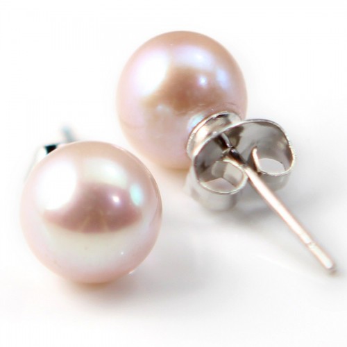 Earring  silver 925  Freshwater Pearl 8mm x 2pcs