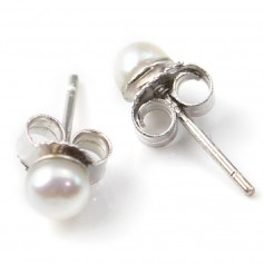 Boucle d'oreille argent 925 perle d'eau douce 4MM x 2pcs