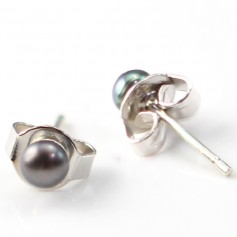 Boucles d'oreilles argent 925 perle d'eau douce 3mm x 2pcs