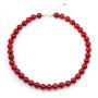 COLLIER SIMPLE BAMBOO MER TEINTE ROUGE ROND 11MM FERMOIR EN ARG925 