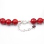 COLLIER SIMPLE BAMBOO MER TEINTE ROUGE ROND 11MM FERMOIR EN ARG925 