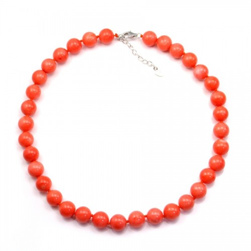 Simple Necklace Sea Bamboo Colored Orange 11mm