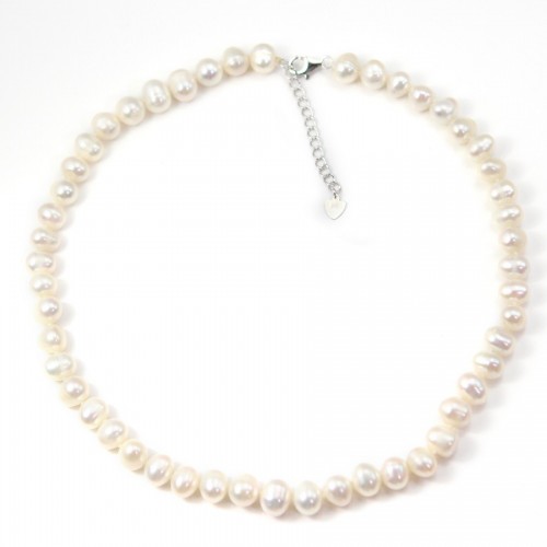 Simple Necklace  white Pearl Freshwater 8-9mm