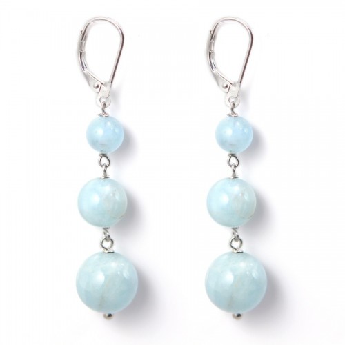 Boucles d'oreilles argent 925  aigue marine x 2pcs