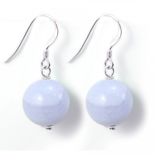 Boucle d'oreille argent 925 calcedoine 12mm x 2pcs 