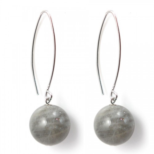 Boucle d'oreille argent 925 labradorite  12mm x 2pcs 